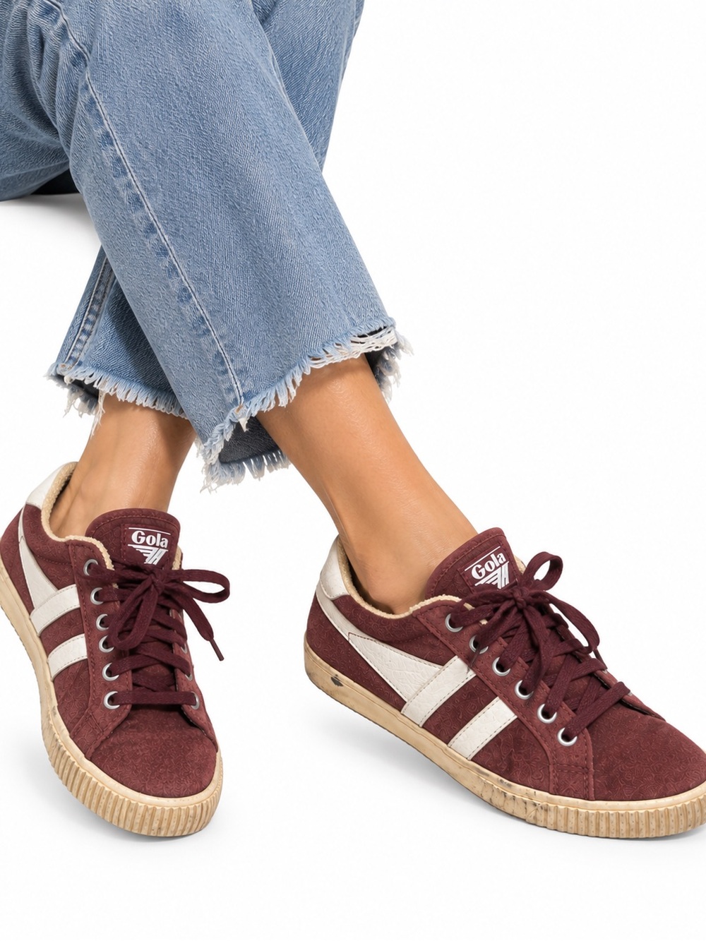 Gola Tennis Mark Cox Suede Sneakers Burgundy Cream Women’s 9 Vintage